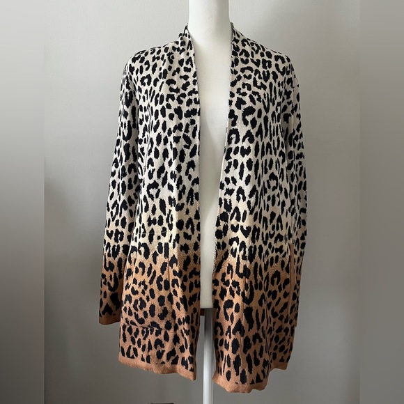Lands' End Sweaters - Lands' End Animal Print Long Cardigan
